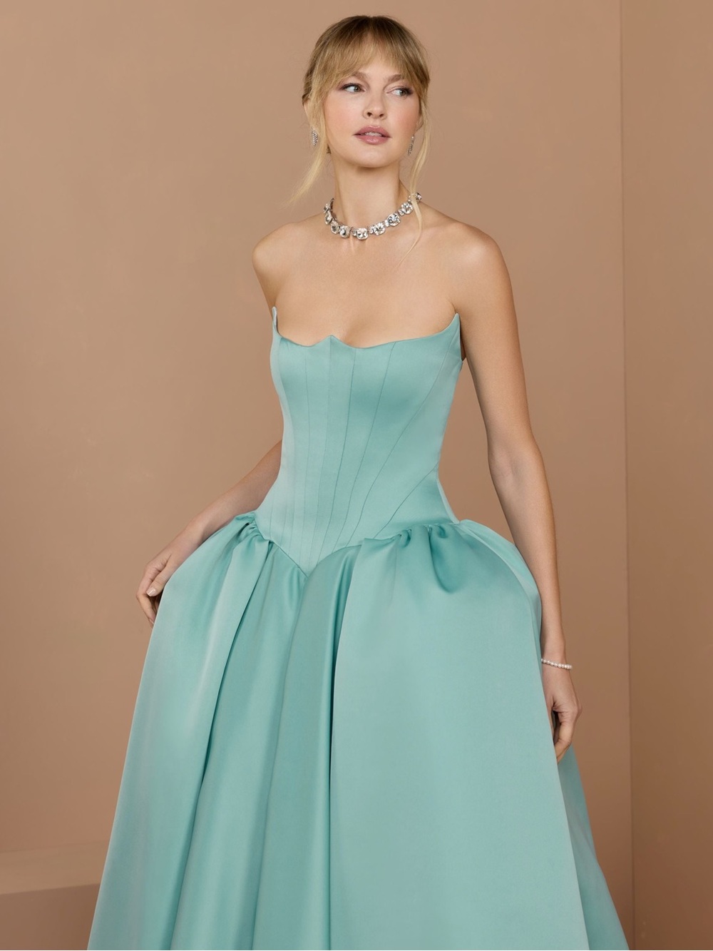 Mac Duggal 21259 Blue Strapless Satin Corset Ball Gown Size 4 NWOT - Picture 4 of 11